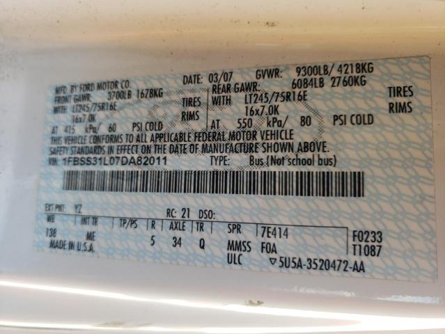 Photo 10 from auction – 2007 FORD ECONOLINE with VIN 1FBSS31L07DA82011