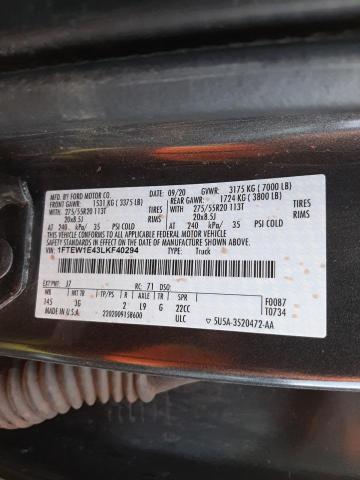 Photo 10 from auction – 2020 FORD F150 SUPER with VIN 1FTEW1E43LKF40294