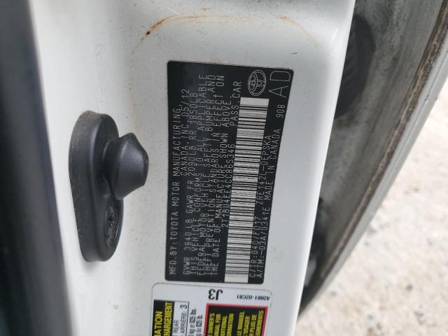 Photo 10 from auction – 2012 TOYOTA COROLLA BA with VIN 2T1BU4EE4CC865346