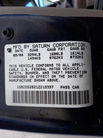 Photo 10 from auction – 2001 SATURN SC with VIN 1G8ZG52821Z218337