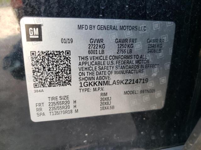 Photo 10 from auction – 2019 GMC ACADIA SLT with VIN 1GKKNMLA9KZ214719