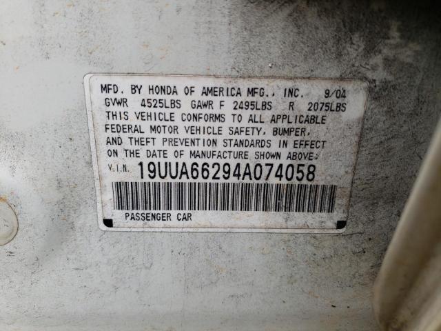 Photo 10 from auction – 2004 ACURA TL with VIN 19UUA66294A074058