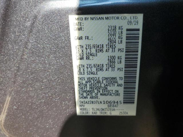 Photo 10 from auction – 2020 NISSAN MURANO SV with VIN 5N1AZ2BJ7LN106945