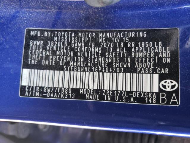 Photo 10 from auction – 2016 TOYOTA COROLLA L with VIN 5YFBURHE1GP404703
