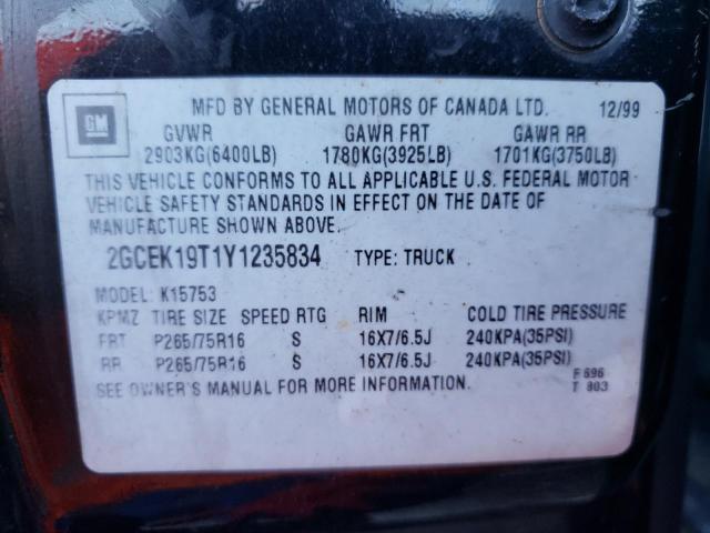 Photo 10 from auction – 2000 CHEVROLET SILVERADO with VIN 2GCEK19T1Y1235834