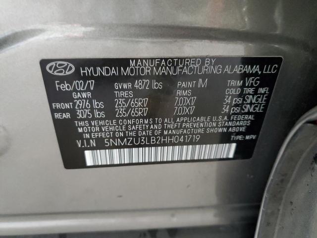 Photo 10 from auction – 2017 HYUNDAI SANTA FE S with VIN 5NMZU3LB2HH041719