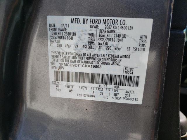 Photo 10 from auction – 2012 FORD ESCAPE XLT with VIN 1FMCU9D71CKA19593