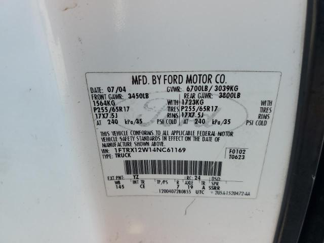 Photo 10 from auction – 2004 FORD F150 with VIN 1FTRX12W14NC61169