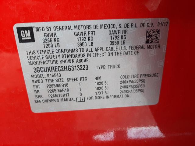 Photo 10 from auction – 2017 CHEVROLET SILVERADO with VIN 3GCUKREC2HG313223