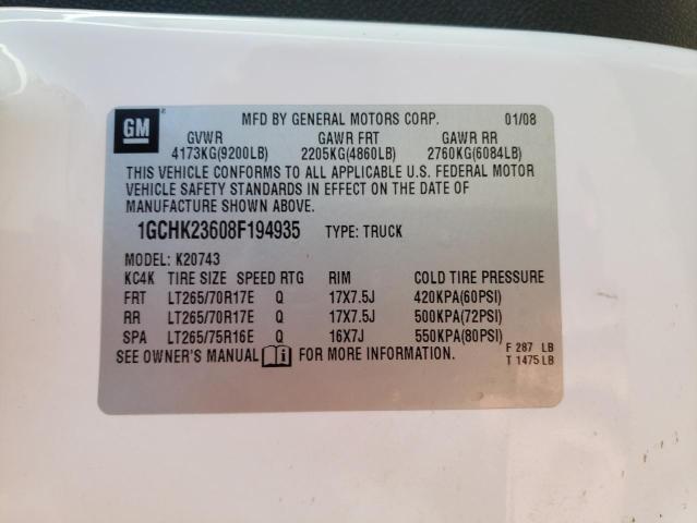 Photo 10 from auction – 2008 CHEVROLET SILVERADO with VIN 1GCHK23608F194935