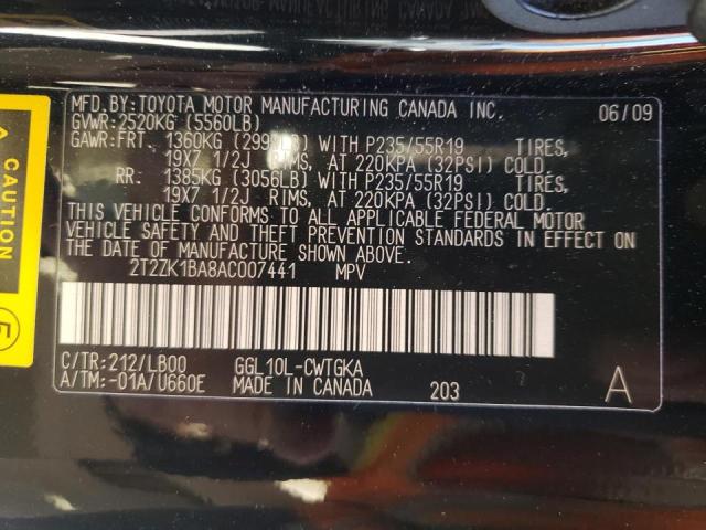 Photo 10 from auction – 2010 LEXUS RX 350 with VIN 2T2ZK1BA8AC007441