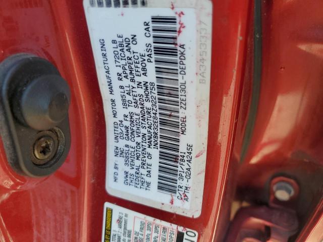 Photo 10 from auction – 2004 TOYOTA COROLLA CE with VIN 1NXBR32E84Z322758
