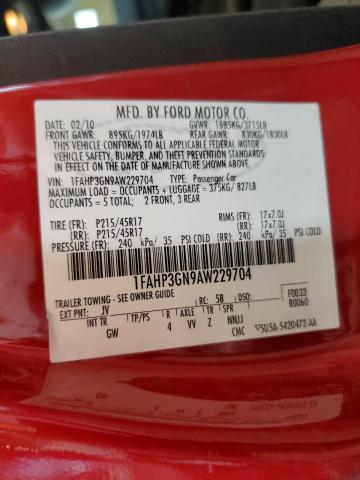 Photo 10 from auction – 2010 FORD FOCUS SES with VIN 1FAHP3GN9AW229704
