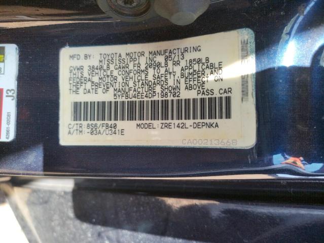 Photo 10 from auction – 2013 TOYOTA COROLLA BA with VIN 5YFBU4EE4DP198702