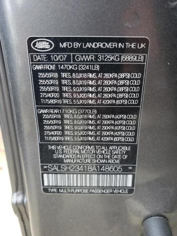 Zdjęcie 10 z aukcji – 2008 LAND ROVER RANGE ROVE z VIN SALSH23418A148605