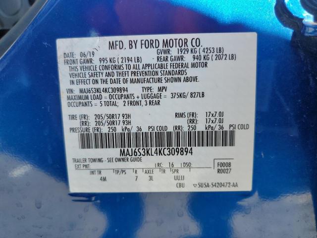 Photo 10 from auction – 2019 FORD ECOSPORT T with VIN MAJ6S3KL4KC309894