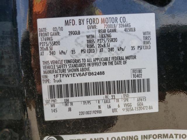 Photo 10 from auction – 2010 FORD F150 SUPER with VIN 1FTFW1EV6AFB62488