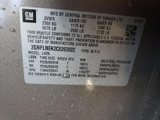 Photo 10 from auction – 2012 CHEVROLET EQUINOX LT with VIN 2GNFLNEK2C6263022