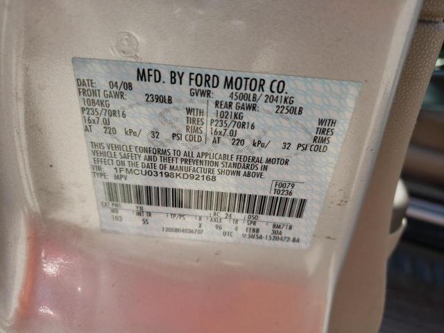 Photo 10 from auction – 2008 FORD ESCAPE XLT with VIN 1FMCU03198KD92168