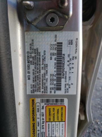 Photo 10 from auction – 2017 FORD FUSION SE with VIN 3FA6P0HD9HR310954
