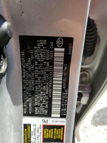 Photo 10 from auction – 2012 TOYOTA CAMRY BASE with VIN 4T4BF1FK3CR264253