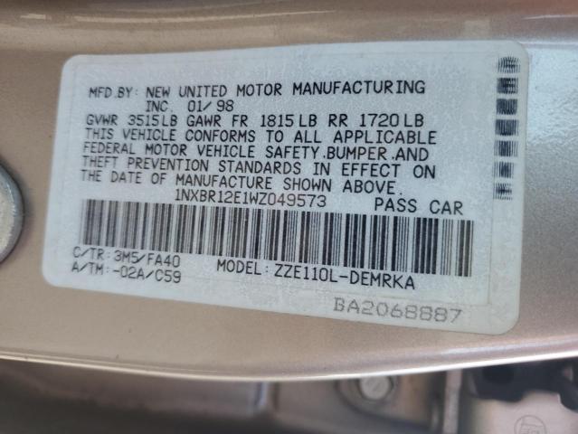 Photo 10 from auction – 1998 TOYOTA COROLLA VE with VIN 1NXBR12E1WZ049573