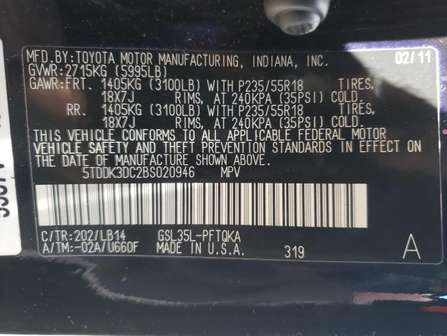 Photo 10 from auction – 2011 TOYOTA SIENNA XLE with VIN 5TDDK3DC2BS020946
