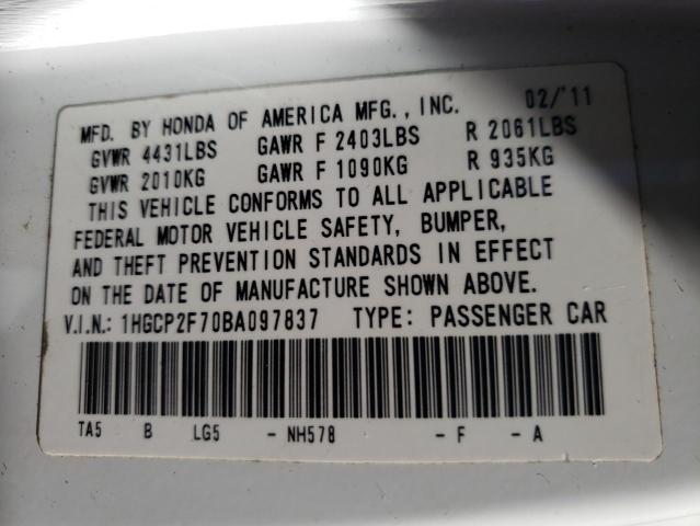 Photo 10 from auction – 2011 HONDA ACCORD EX with VIN 1HGCP2F70BA097837
