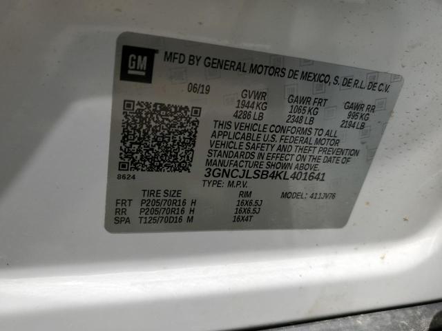 Photo 10 from auction – 2019 CHEVROLET TRAX 1LT with VIN 3GNCJLSB4KL401641