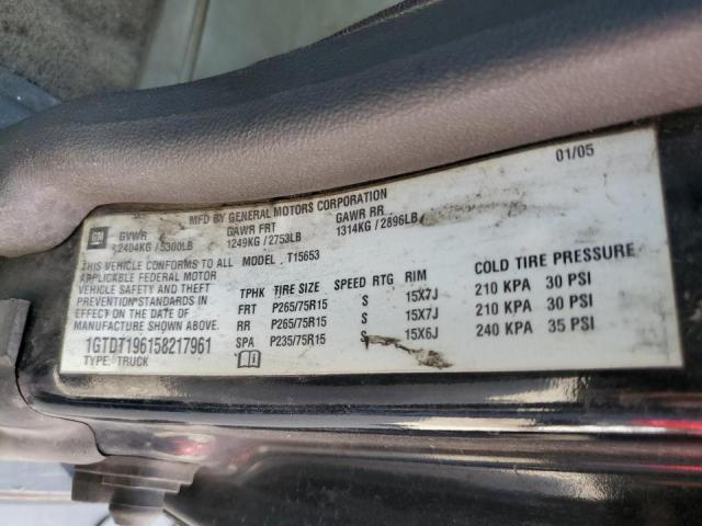 Photo 10 from auction – 2005 GMC CANYON with VIN 1GTDT196158217961