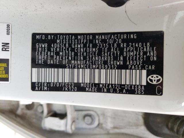 Photo 10 from auction – 2021 TOYOTA COROLLA SE with VIN 5YFS4MCE0MP069312