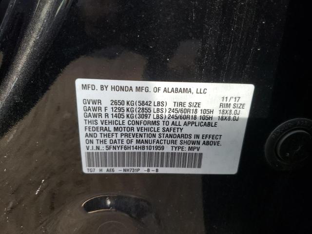 Photo 10 from auction – 2017 HONDA PILOT LX with VIN 5FNYF6H14HB101959