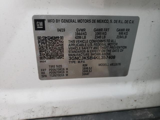 Photo 10 from auction – 2019 CHEVROLET TRAX LS with VIN 3GNCJKSB4KL357408