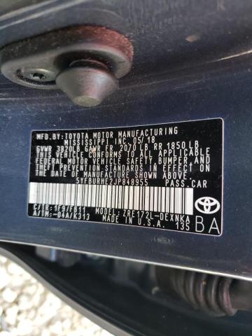 Photo 10 from auction – 2018 TOYOTA COROLLA L with VIN 5YFBURHE2JP848955