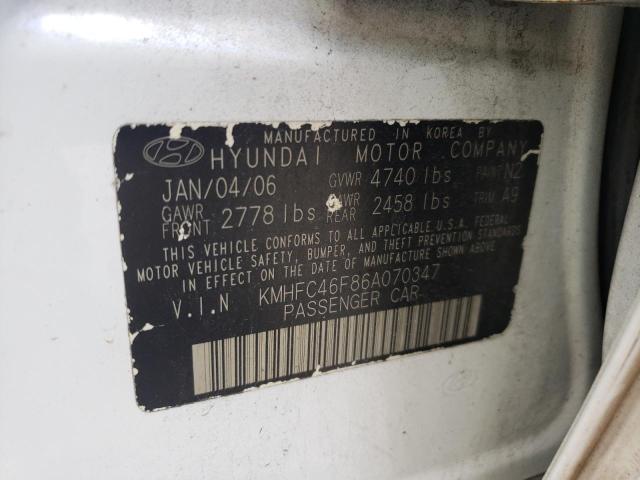 Photo 10 from auction – 2006 HYUNDAI AZERA SE with VIN KMHFC46F86A070347