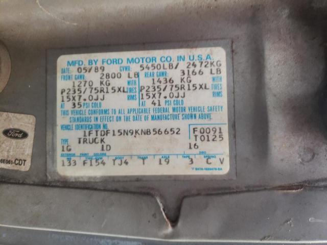 Photo 10 from auction – 1989 FORD F150 with VIN 1FTDF15N9KNB56652