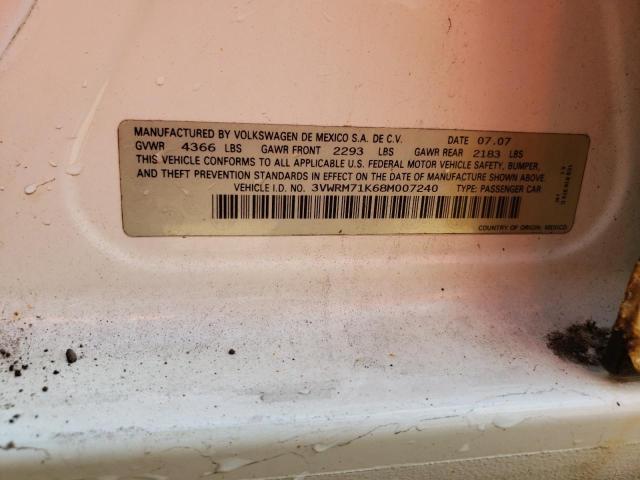 Photo 10 from auction – 2008 VOLKSWAGEN JETTA SE with VIN 3VWRM71K68M007240