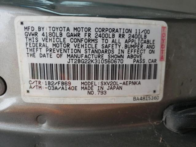 Photo 10 from auction – 2001 TOYOTA CAMRY with VIN JT2BG22K310560670