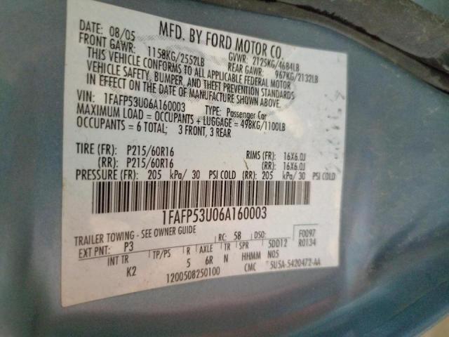 صورة رقم 10 من المزاد - 2006 FORD TAURUS SE مع VIN 1FAFP53U06A160003
