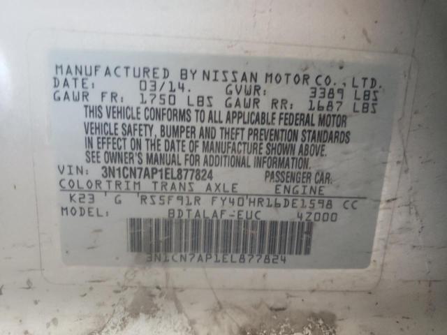 Photo 10 from auction – 2014 NISSAN VERSA S with VIN 3N1CN7AP1EL877824