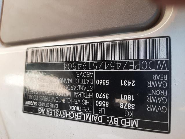 Photo 10 from auction – 2007 DODGE SPRINTER with VIN WD0PE745475194504