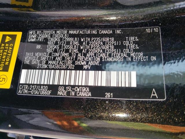 Photo 10 from auction – 2011 LEXUS RX 350 with VIN 2T2BK1BA5BC087302