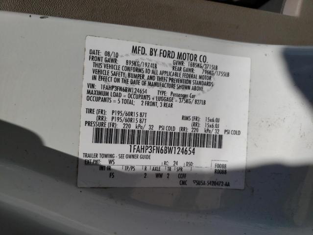Photo 10 from auction – 2011 FORD FOCUS SE with VIN 1FAHP3FN6BW124654