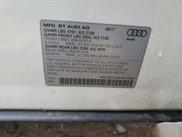Photo 10 from auction – 2018 AUDI Q3 PREMIUM with VIN WA1BCCFS8JR014049