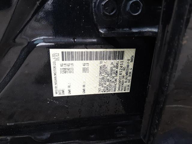 Photo 10 from auction – 2012 NISSAN MAXIMA S with VIN 1N4AA5AP2CC852451