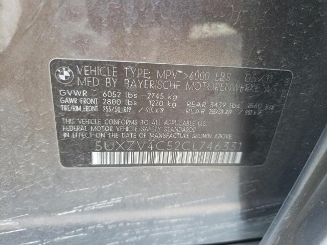 Photo 10 from auction – 2012 BMW X5 XDRIVE3 with VIN 5UXZV4C52CL746331