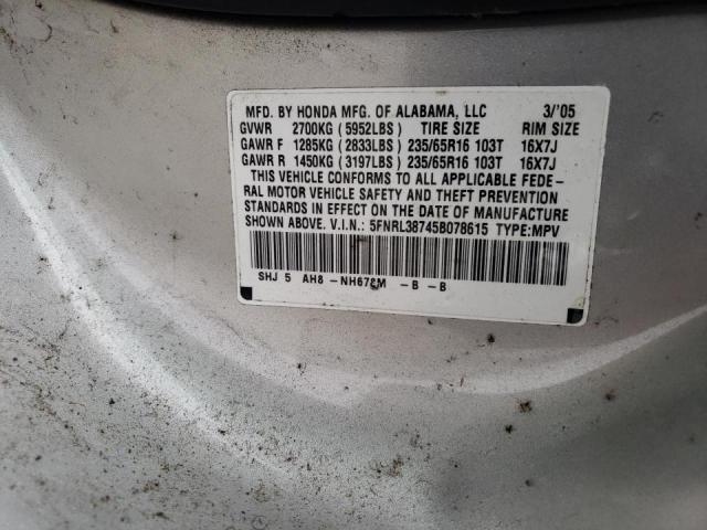 Photo 10 from auction – 2005 HONDA ODYSSEY EX with VIN 5FNRL38745B078615