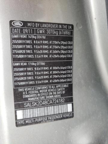 Photo 10 from auction – 2012 LAND ROVER RANGE ROVE with VIN SALSK2D48CA724182