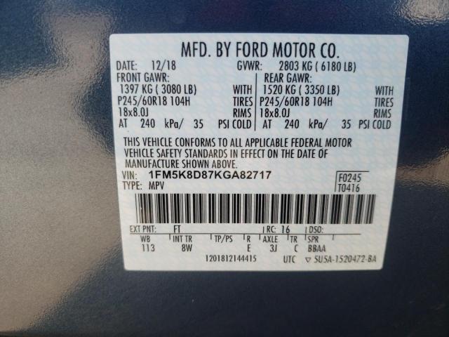 Photo 10 from auction – 2019 FORD EXPLORER X with VIN 1FM5K8D87KGA82717