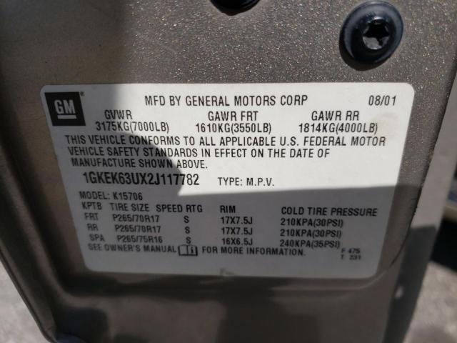 Photo 10 from auction – 2002 GMC DENALI with VIN 1GKEK63UX2J117782